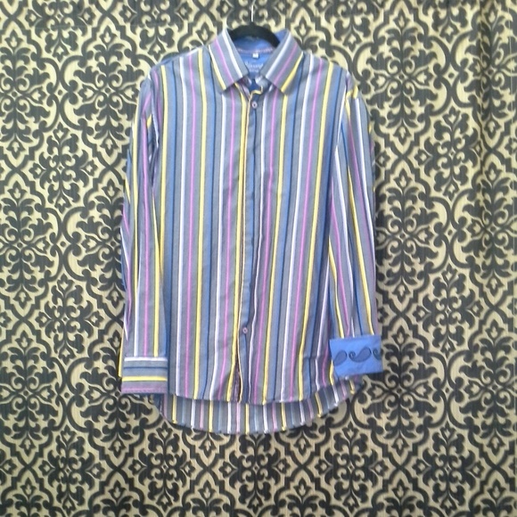 VISCONTI UOMO Other - Visconti Uomo Striped Flip Cuff Long Sleeve Shirt